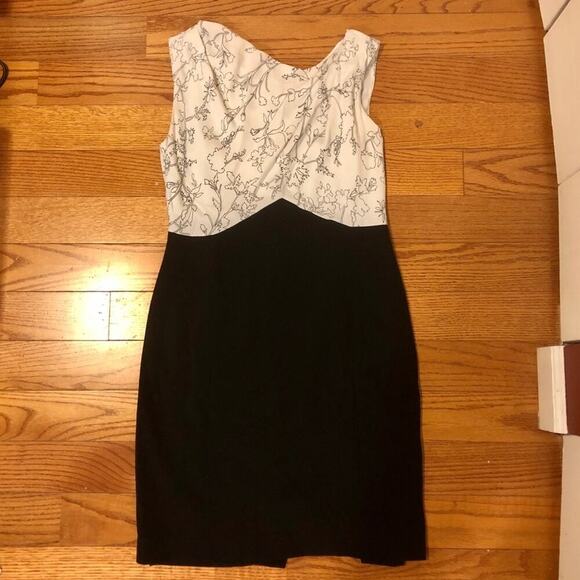 CLASSIQUES ENTIER Black & White Silk Sheath Dress Women's Size 6 - Picture 1 of 9